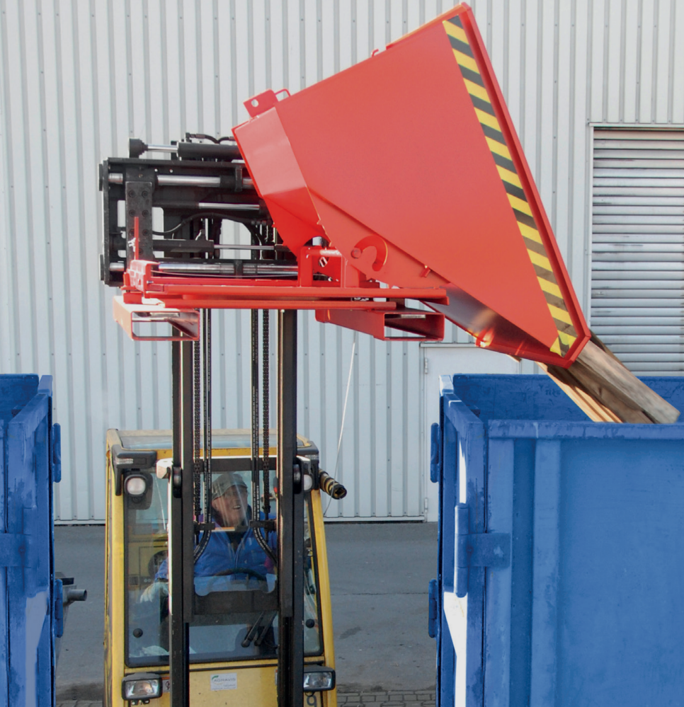 Bauer 3S kantelbak, 3-zijdig afrolsysteem, voor heftruck 03