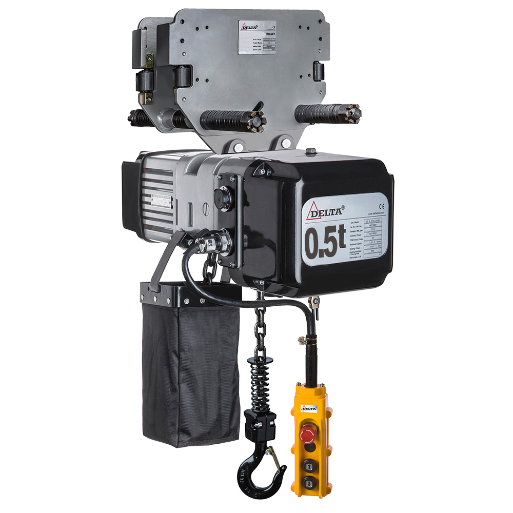 Delta DMY Elektrische Kettingtakel 230V, met duwloopkat